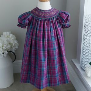 Strasburg Smocked Dress Plaid Bishop Size 24 Months 100% Cotton Like New